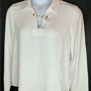 Michael Kors White Blouse with Gold Accents